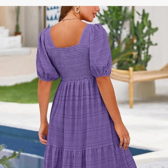 Puff Sleeve Square Neck Tiered Dress Size XL NWT ♥️ - Picture 3 of 5